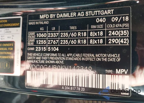 2019 Mercedes-Benz Glc 300 z USA, uszkodzony, nr VIN WDC0G4JB0KV142349